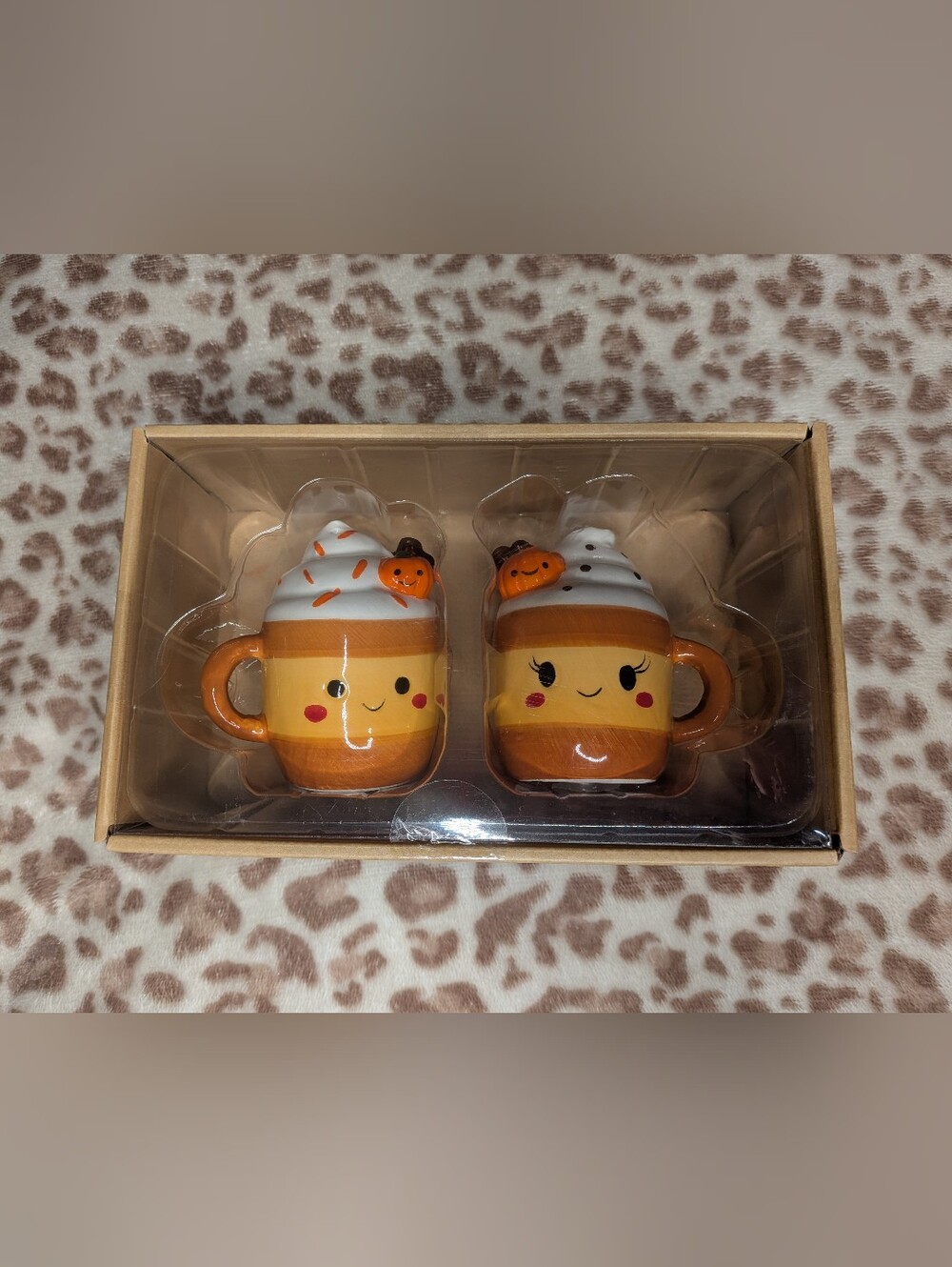 Cute Pumpkin Latte Salt & Pepper Shakers